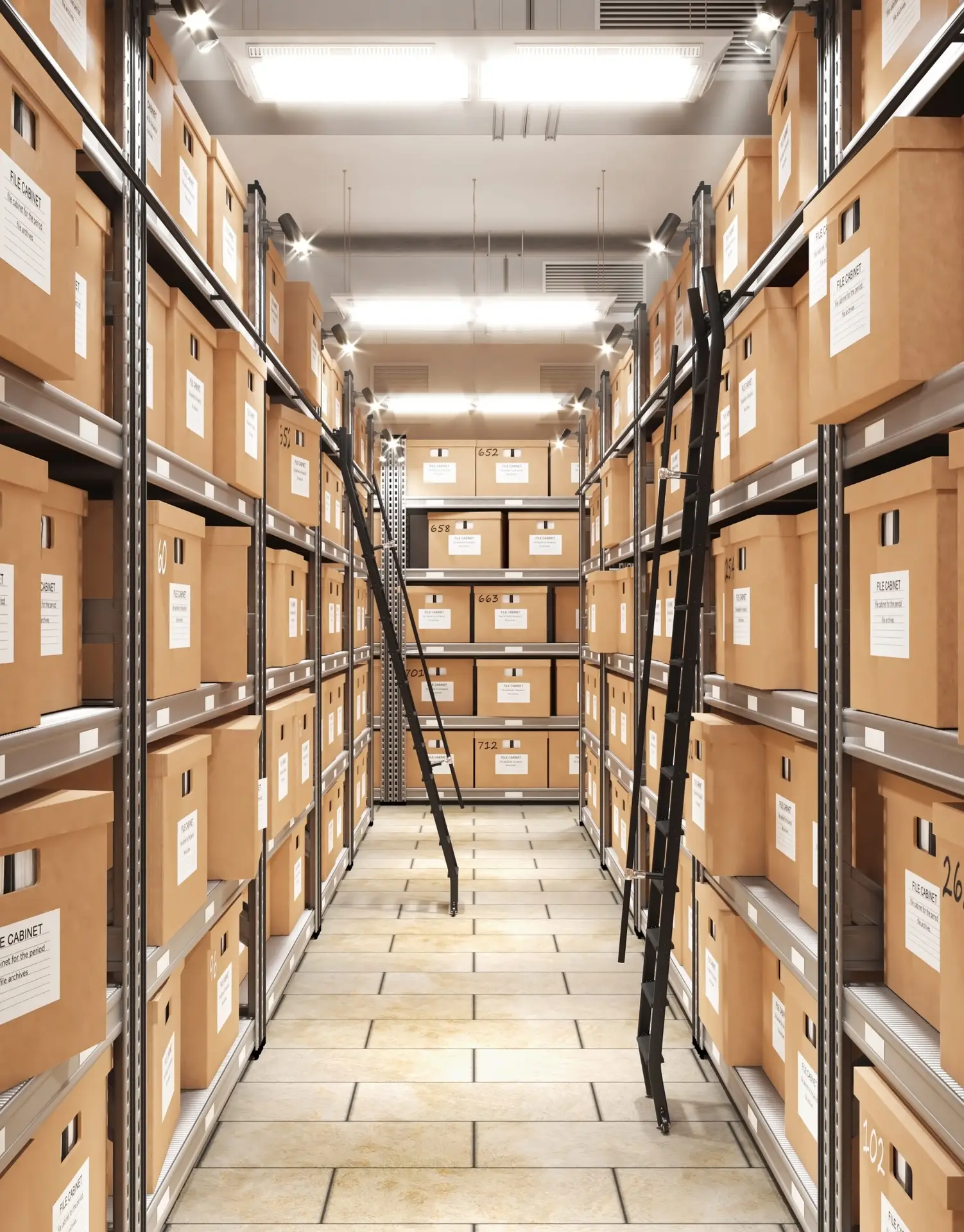 Bulk paper records stored and prepared for digitization and OCR processing